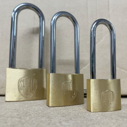 Shield Long Shackle Brass Padlocks