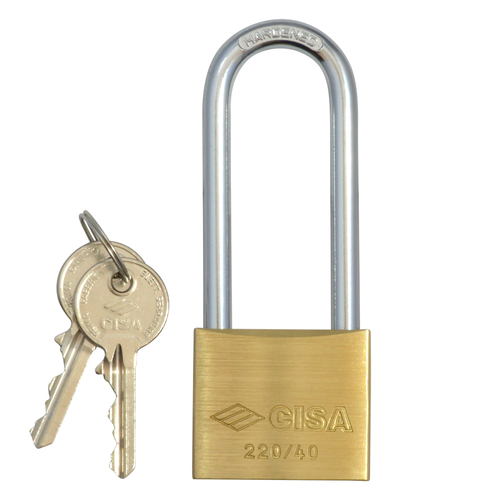 Cisa 22011 KD Long Shackle Brass Padlock