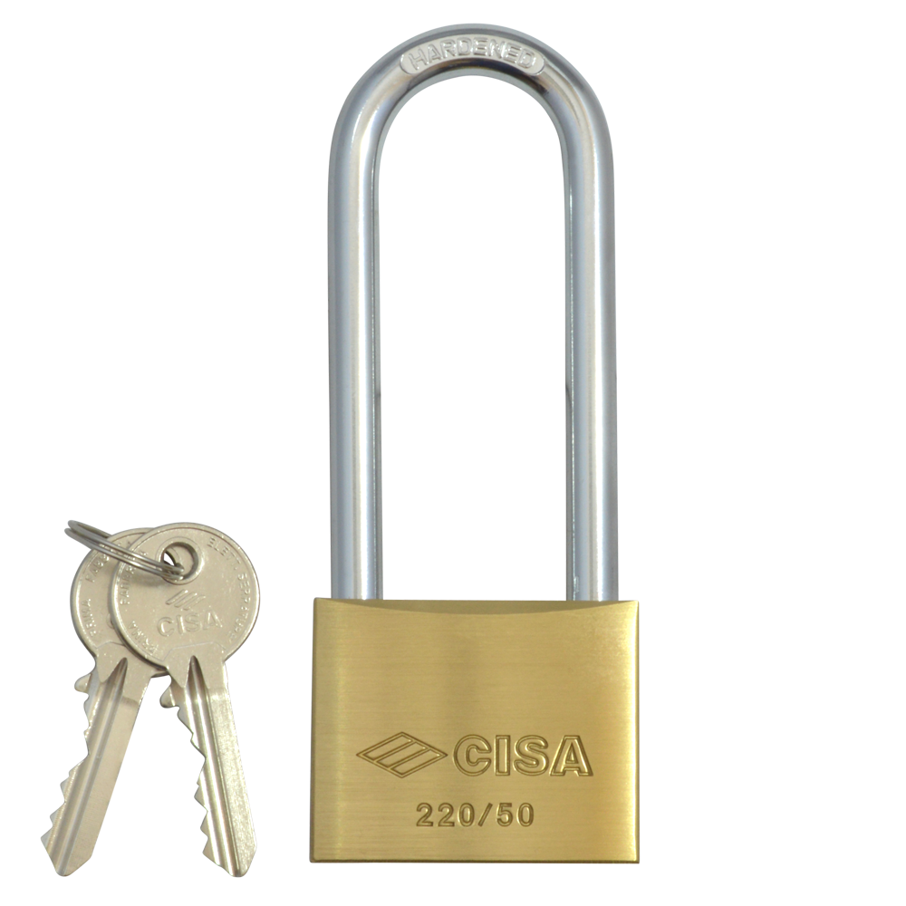 Cisa 22011 KD Long Shackle Brass Padlock