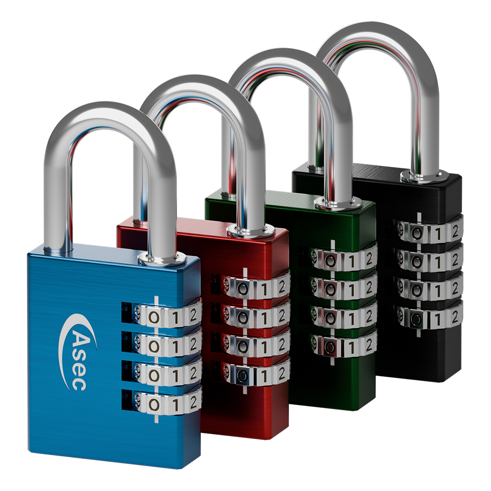 ASEC Coloured Aluminium Combination Padlock