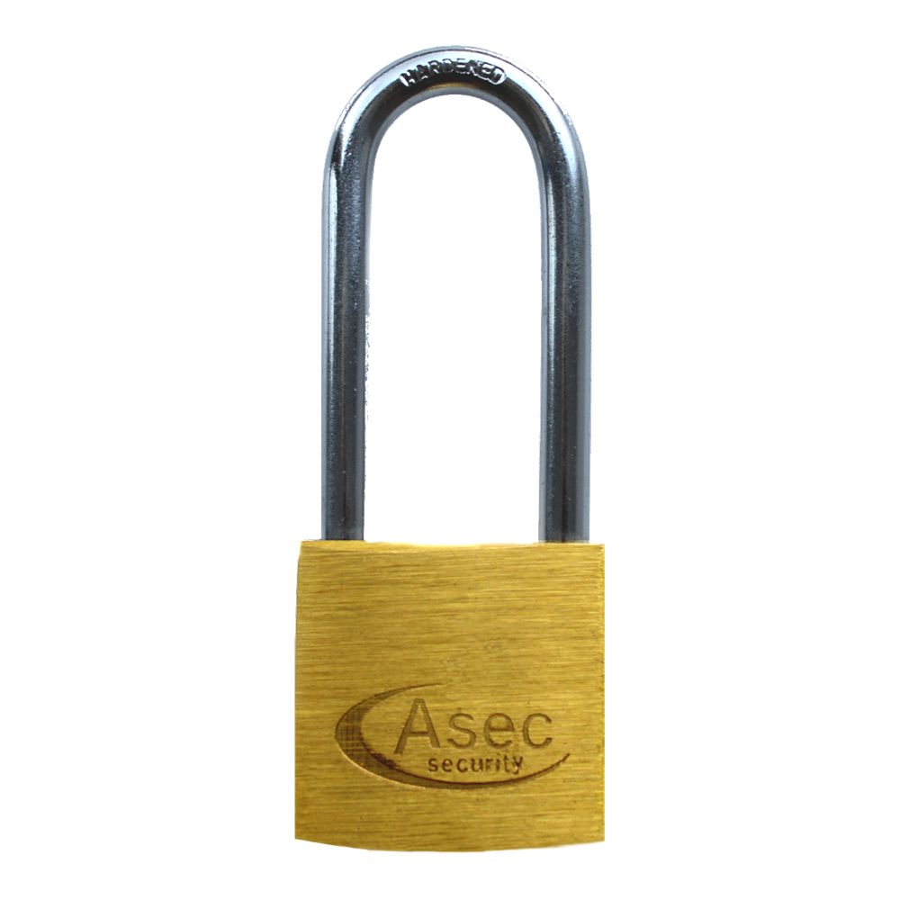 ASEC Long Shackle Brass Padlock Nothing But Padlocks 30mm Keyed Alike