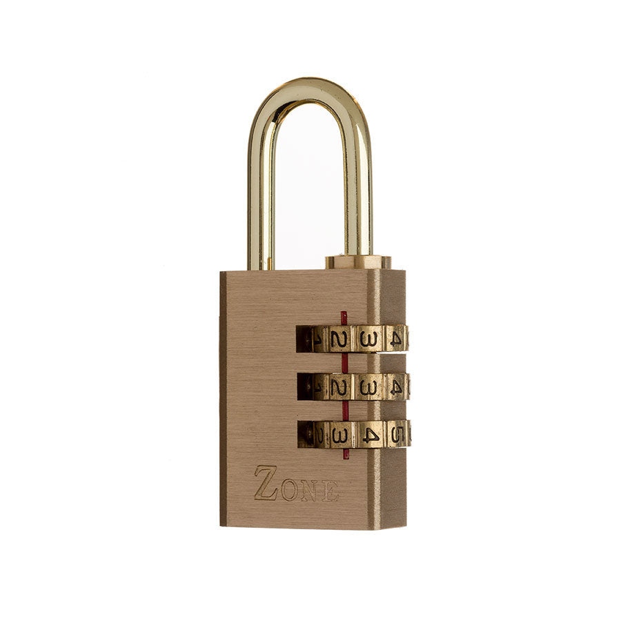 Zone Brass Combination Padlock Nothing But Padlocks 30mm - 3 dial Visi