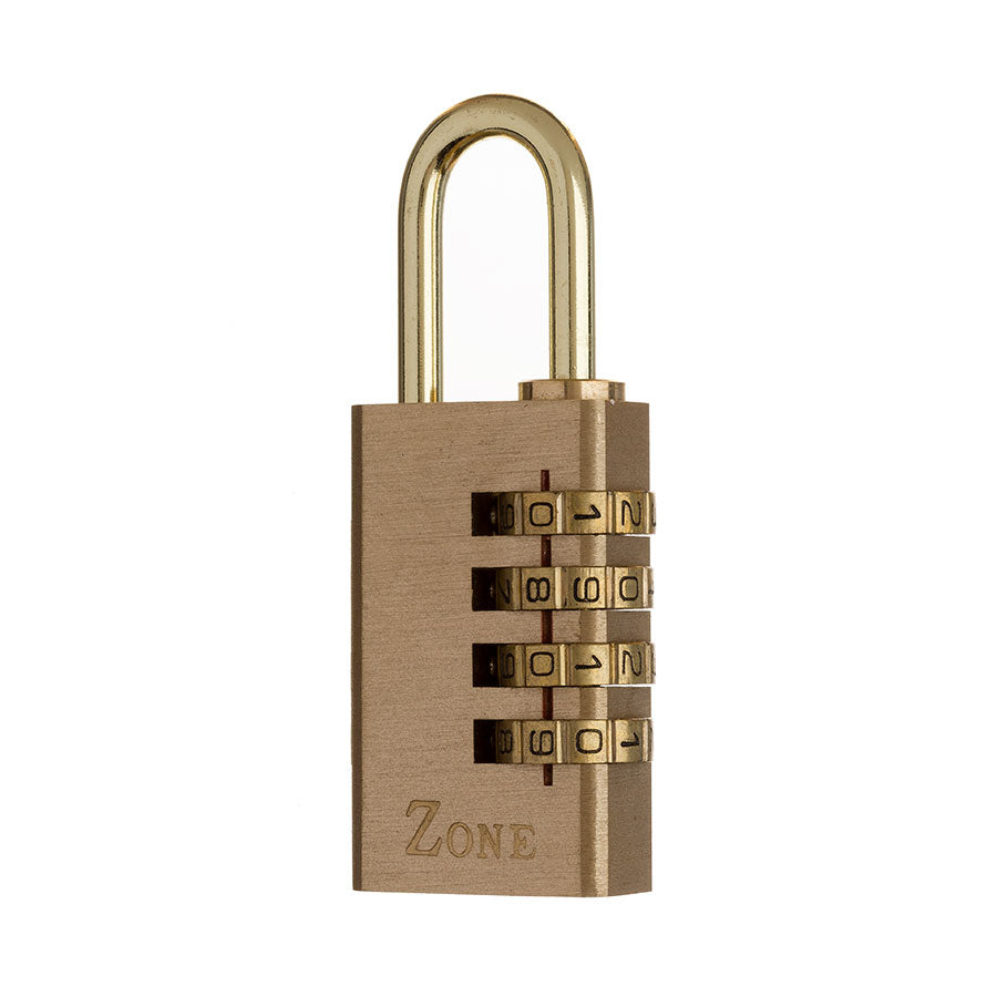 Zone Brass Combination Padlock Nothing But Padlocks 30mm - 4 dial Visi