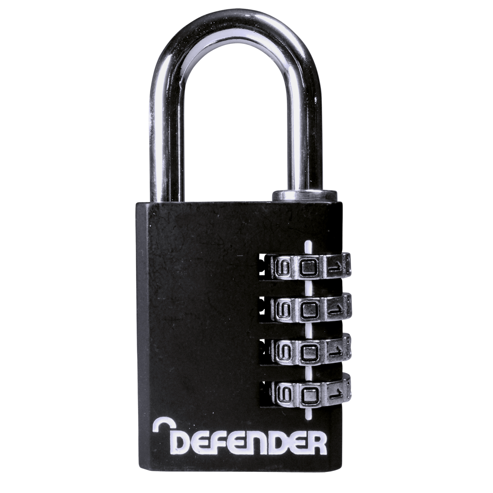 Defender Black Diecast Combination Padlock