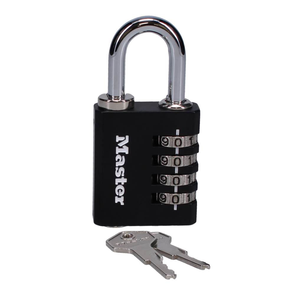 Master Lock 7641EURDBLK 40mm Indoor 4 Wheel Combination Lock with Override Key