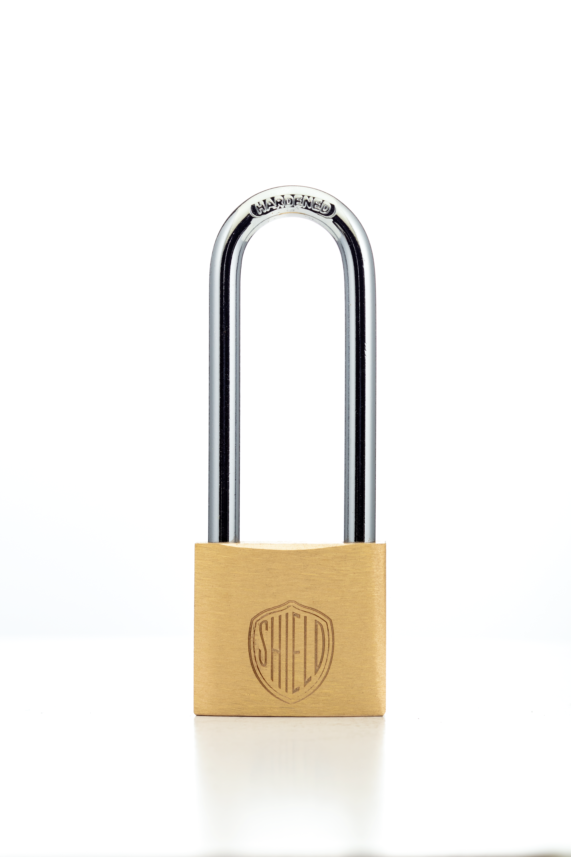 Shield Long Shackle Brass Padlock