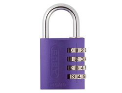 Lilac Aluminium Combination Padlock 40mm