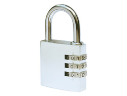 Branded Aluminium Combination Padlock Silver