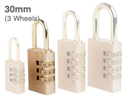 Small Brass Combination Padlock 30mm 3 dial