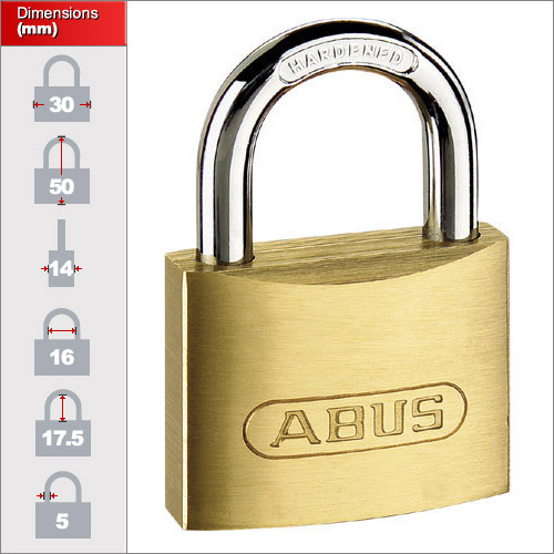 ABUS 65 50MM BRASS PADLOCK SECURITY RATING CLASS 6 